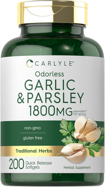 Carlyle Odorless Garlic & Parsley 1800Mg | 200 Softgels | Non-Gmo, Gluten Free Supplement