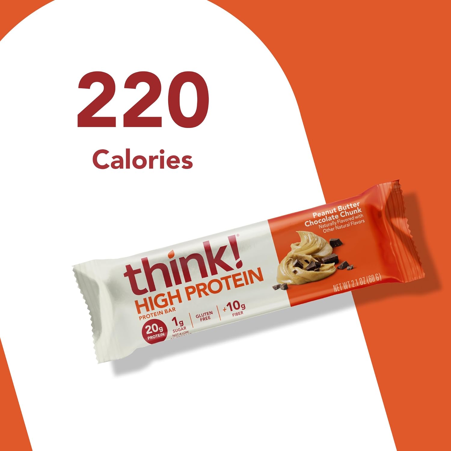 think! Protein Bars, High Protein Snacks, Gluten Free, Kosher Friendly, Peanut Butter Chocolate Chunk, 10 Count : Health & Household