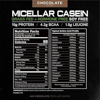 MUSCLE FEAST Pasture Raised + Grass Fed Micellar Casein + RBST/rBGH Free, Chocolate, 4lb : Health & Household