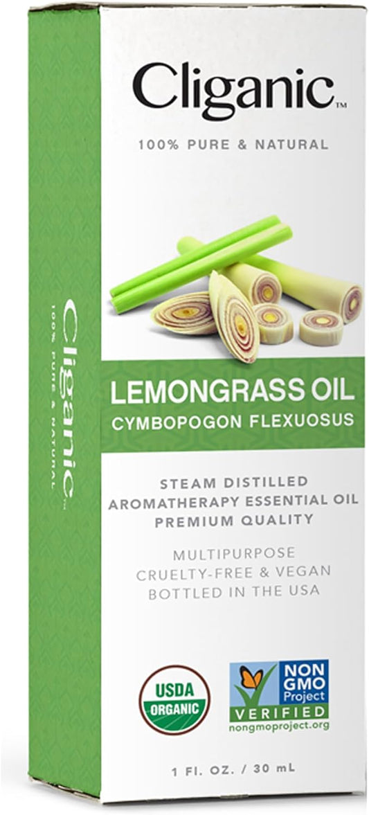 Cliganic Organic Lemongrass Essential Oil, 1oz - 100% Pure Natural Undiluted, for Aromatherapy Diffuser | Non-GMO Verified : Health & Household