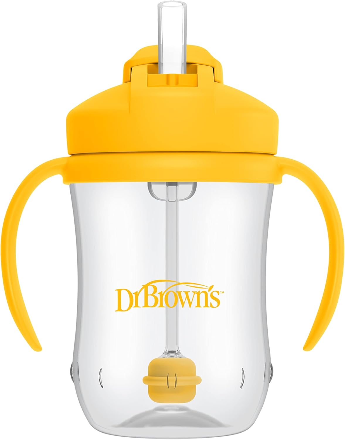 Dr. Brown’S Milestones Baby’S First Straw Cup, Training Cup With Weighted Straw, Vintage Yellow, 6M+
