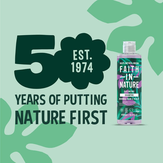Faith In Nature Natural Lavender & Geranium Shampoo, Balancing For Normal Hair & Scalp, Vegan & Cruelty Free, No Sls, Silcones Or Parabens, 400Ml