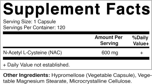 Vitamatic NAC N Acetyl L-Cysteine 600 mg 120 Veg Capsules