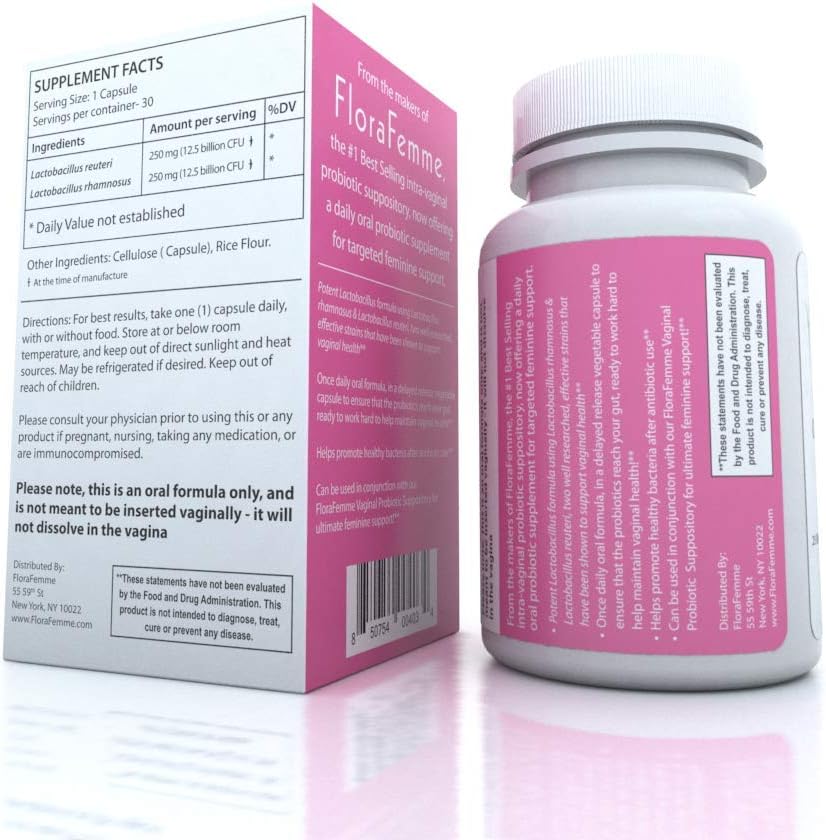 FLORAFEMME Ultimate Daily Oral Probiotic Supplement - Support Urinary Tract & Vaginal Health - Eliminate Vaginal Odor, Balance pH, & Restore Proper Gut & Vaginal Flora - Ultra Potent Women's Blend : Health & Household