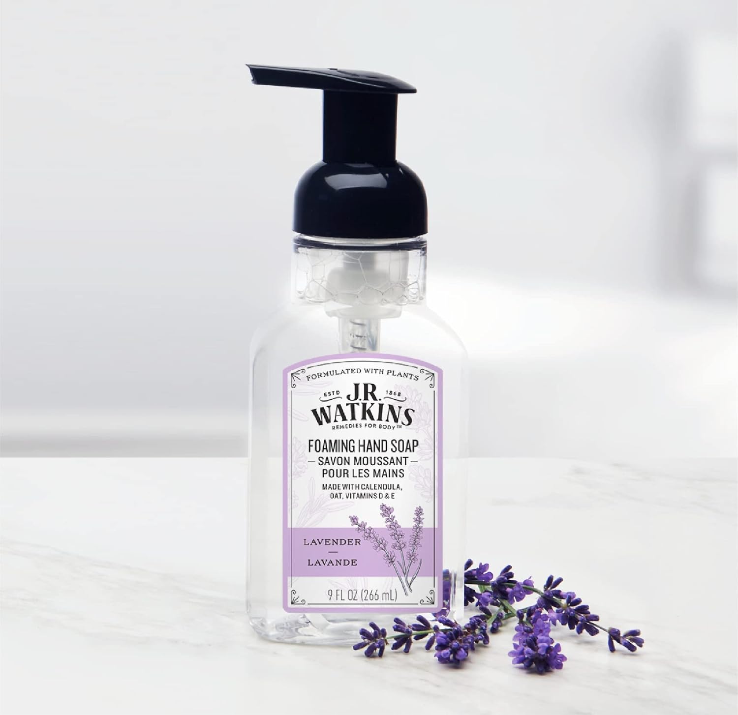 J.R. Watkins Foaming Hand Soap with Pump Dispenser, Moisturizing Foam Hand Wash, All Natural, Alcohol-Free, Cruelty-Free, USA Made, Lavender, 9 fl oz, 3 Pack : Beauty & Personal Care