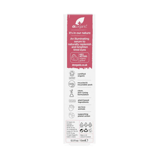 Dr. Organic Vitamin C Eye Serum | Brightening & Illuminating For Dull Under Eyes, Vegan, Natural, Cruelty-Free, Paraben & Sls-Free, Certified Organic, 15 Ml / 0.5