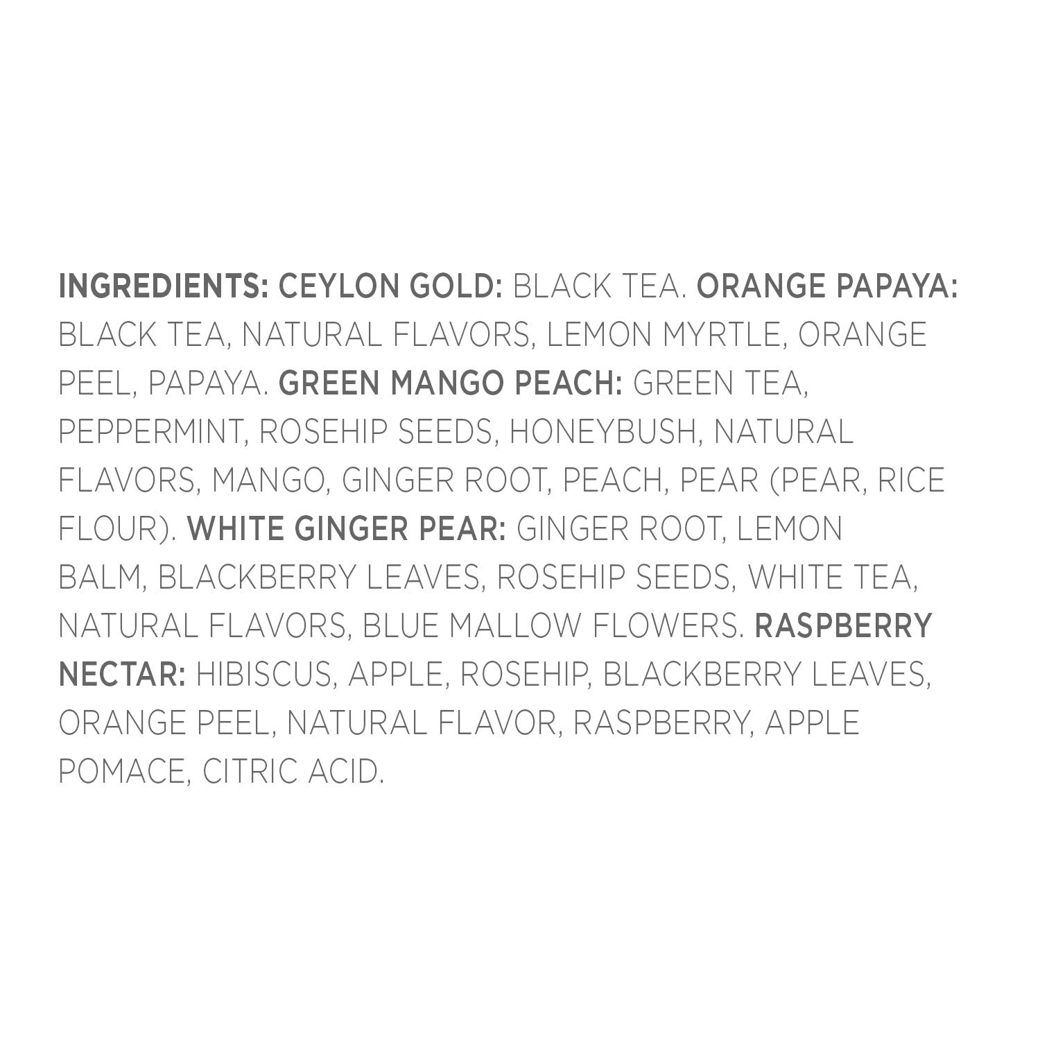 Tea Forte Tea Over Ice Sampler, Pitcher-Size Iced Tea Infusers, Black Tea, Green Tea, Herbal Tea, White Tea, 5 Count (Pack Of 1)