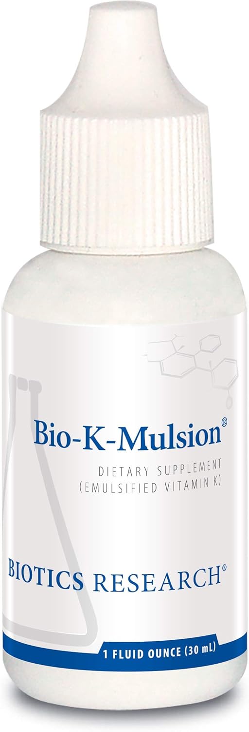 Biotics Research Bio K Mulsion Strong Bones, Heart Health, Blood Clotting Support, Liquid Vitamin K, K1 Phytonadione, 1 Fl Oz