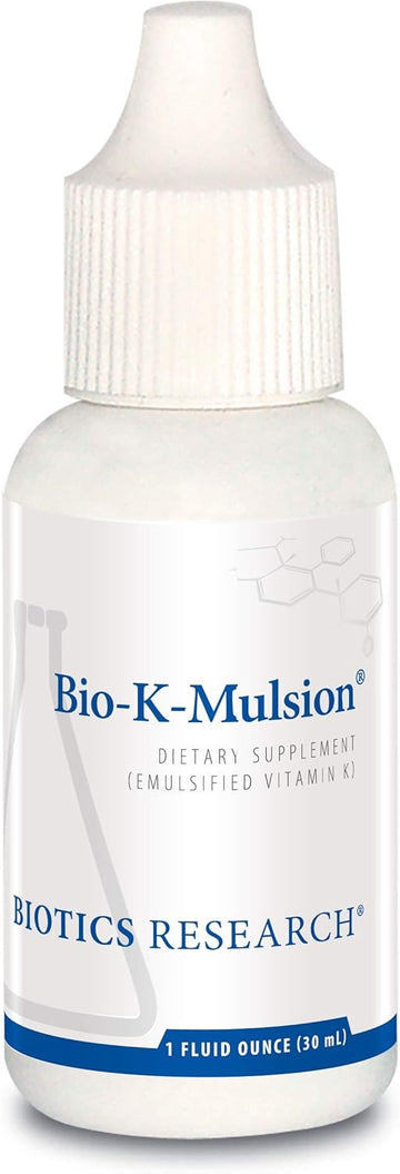 Biotics Research Bio K Mulsion Strong Bones, Heart Health, Blood Clotting Support, Liquid Vitamin K, K1 Phytonadione, 1 Fl Oz