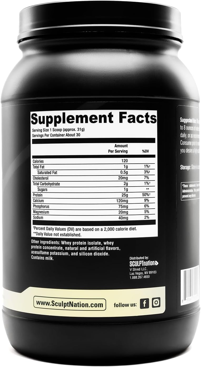 Sculpt Nation by V Shred Protein Powder (Vanilla) - Premium Whey Protein Powder Vanilla and BCAAs to Support Muscle Building and Recovery - 30 Servings : Health & Household