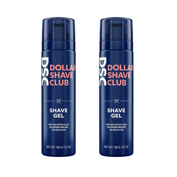 Dollar Shave Club | Shave Gel 2-Pack | Formulated With Shea Butter And Aloe, Helping Prevent Shave Irritation, Provides Long Lasting Lubrication During Shaving, Safe For Sensitive Skin, Blue