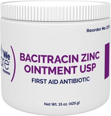 Dynarex Bacitracin Zinc Ointment Usp - Wound Healing Treatment For Minor Cuts, Itchy Diaper Rashes And First Degree Burns - 1 Jar - 15 Oz. / 425 Grams