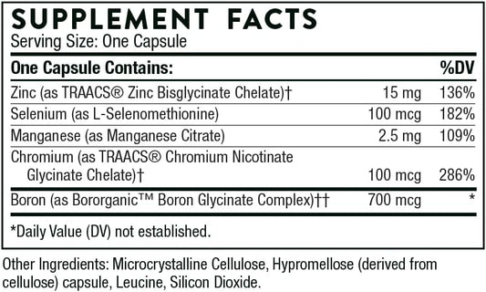 Thorne Trace Minerals - Dietary Supplement With Zinc, Boron & Selenium - Chelated Forms - Comprehensive Formula - 90 Capsules