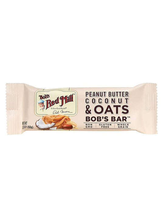Bob's Red Mill Peanut Butter Coconut & Oats Snack Bar – 1.76 Ounce (Pack of 12) - Gluten Free, Non-GMO, Whole Grain