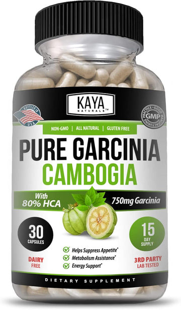 Kaya Naturals Pure Garcinia Cambogia – Weight Loss Pills – Diet Supplement – Appetite Control – Women And Men - 30 Count