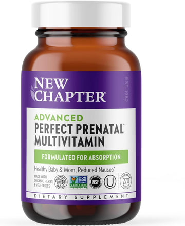 New Chapter Advanced Perfect Prenatal Vitamins - 270Ct, Organic, Non-Gmo Ingredients For Healthy Baby & Mom - Folate (Methylfolate), Iron, Vitamin D3, Fermented With Whole Foods And Probiotics