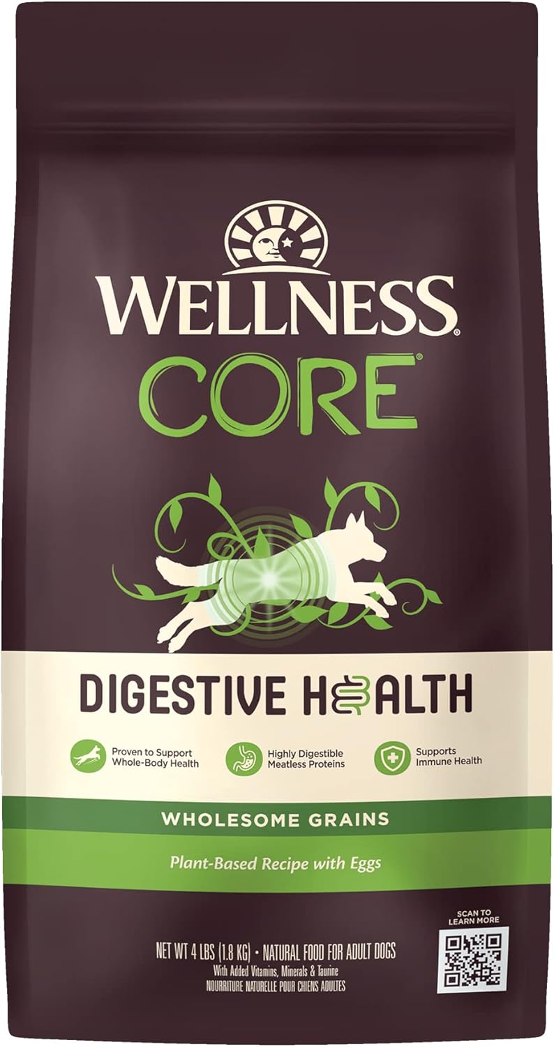 Wellness Core Digestive Health Dry Dog Food, Plant & Egg Based, 4 Pound Bag