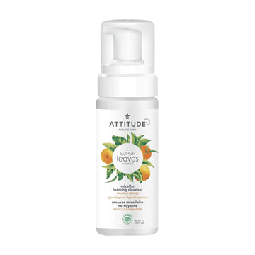 ATTITUDE Micellar Foaming Facial Cleanser, EWG Verified, Dermatologically Tested, Plant and Mineral-Based, Vegan, Orange Leaves, 5 Fl Oz