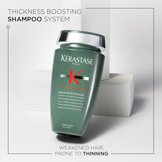 Kérastase Genesis Homme Men’S Shampoo, Anti-Fall Thickening Shampoo, For Weakened And Thinning Hair, Bain De Masse Epaississant, 250 Ml