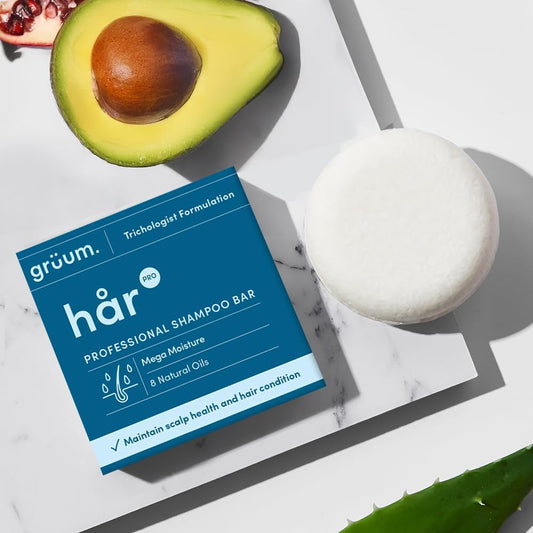 Grüum Mega Moisture Shampoo Bar 50G - Solid Shampoo Bars For Hair Up To 60 Washes - Plastic Free Vegan Bar For Men & Women With 8 Natural Oils - Paraben Free Rich Lathering Bars For All Hair Types