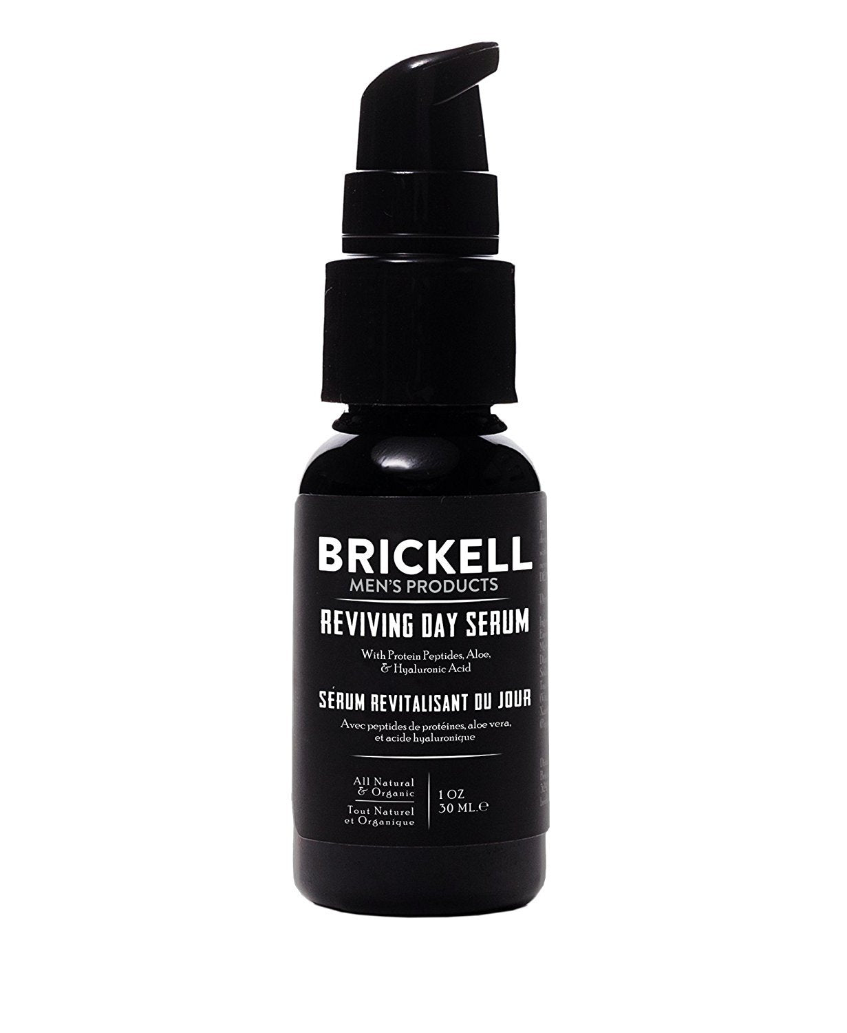 Brickell Men's Anti Aging Reviving Day Serum for Men, Natural and Organic Formulated with Hyaluronic Acid, Protein Peptides to Restore Firmness and Stimulate Collagen, 30 ml, Scented