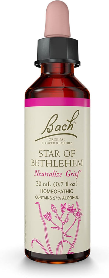 Bach Original Flower Remedies, Star Of Bethlehem For Grief And Shock, Natural Homeopathic Flower Essence, Holistic Wellness, Vegan, 20Ml Dropper