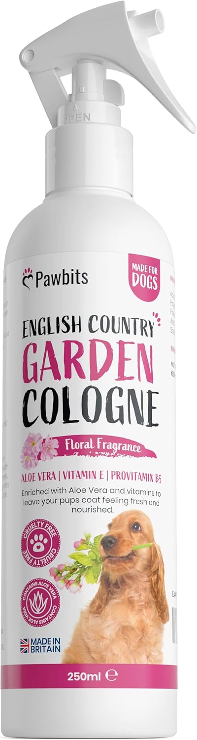 English Country Garden Floral Scented Cologne for Dogs 250ml - Alcohol-Free Dog Deodoriser Spray with Vitamin E and Pro-vitamin B5 - Dog-Friendly Odour Eliminating Perfume