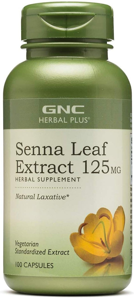 Gnc Herbal Plus Senna Leaf Extract 125Mg, 100 Capsules, A Natural Laxative