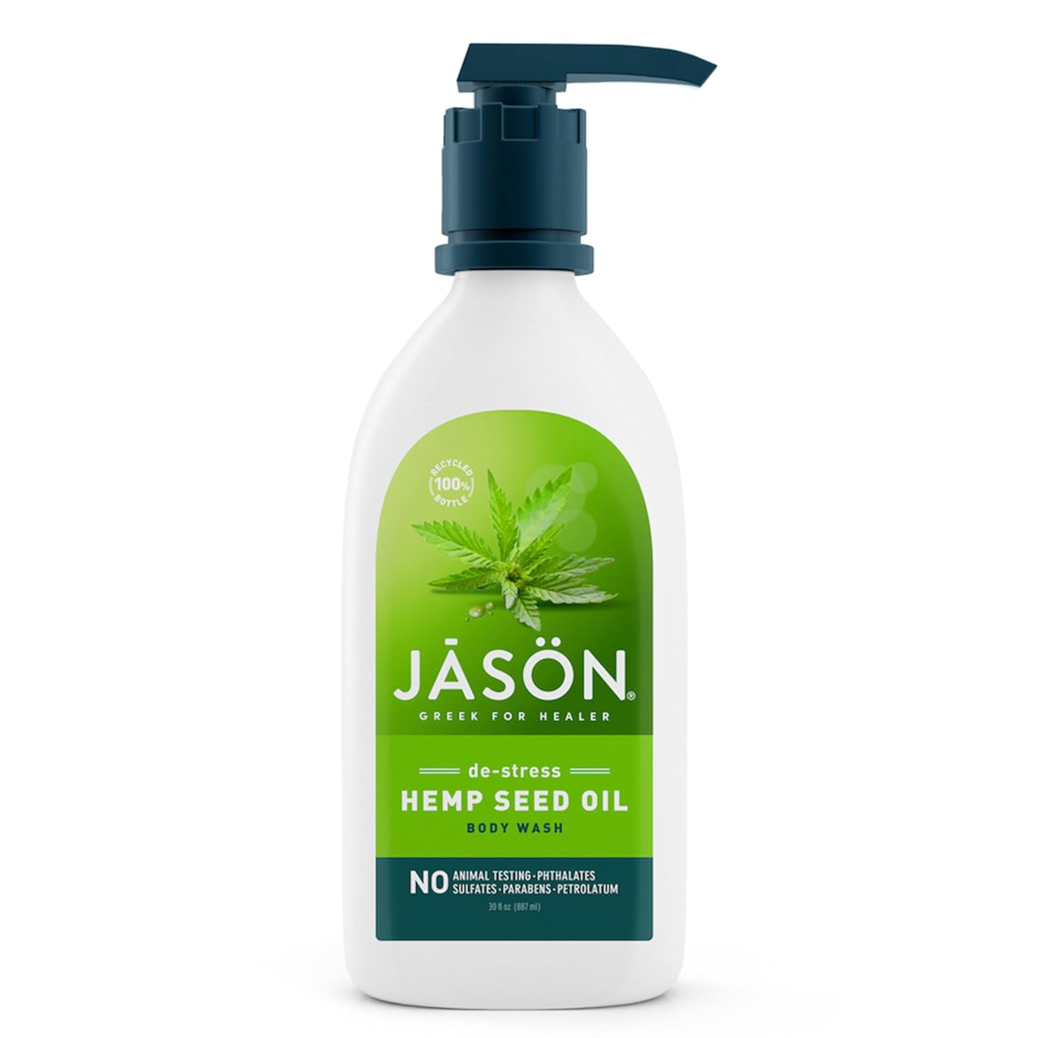 Jason Natural Body Wash & Shower Gel, De-Stress Cannabis Sativa Seed Oil, 30 Oz