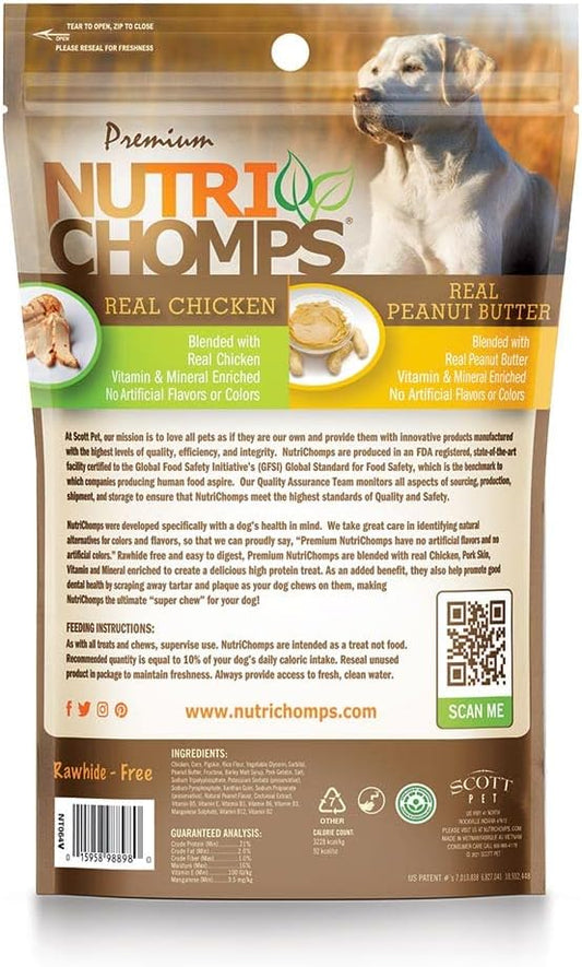 Nutrichomps Dog Chews, 2.5-Inch Knots, Easy To Digest, Rawhide-Free Dog Treats, 8 Count, Real Peanut Butter Flavor