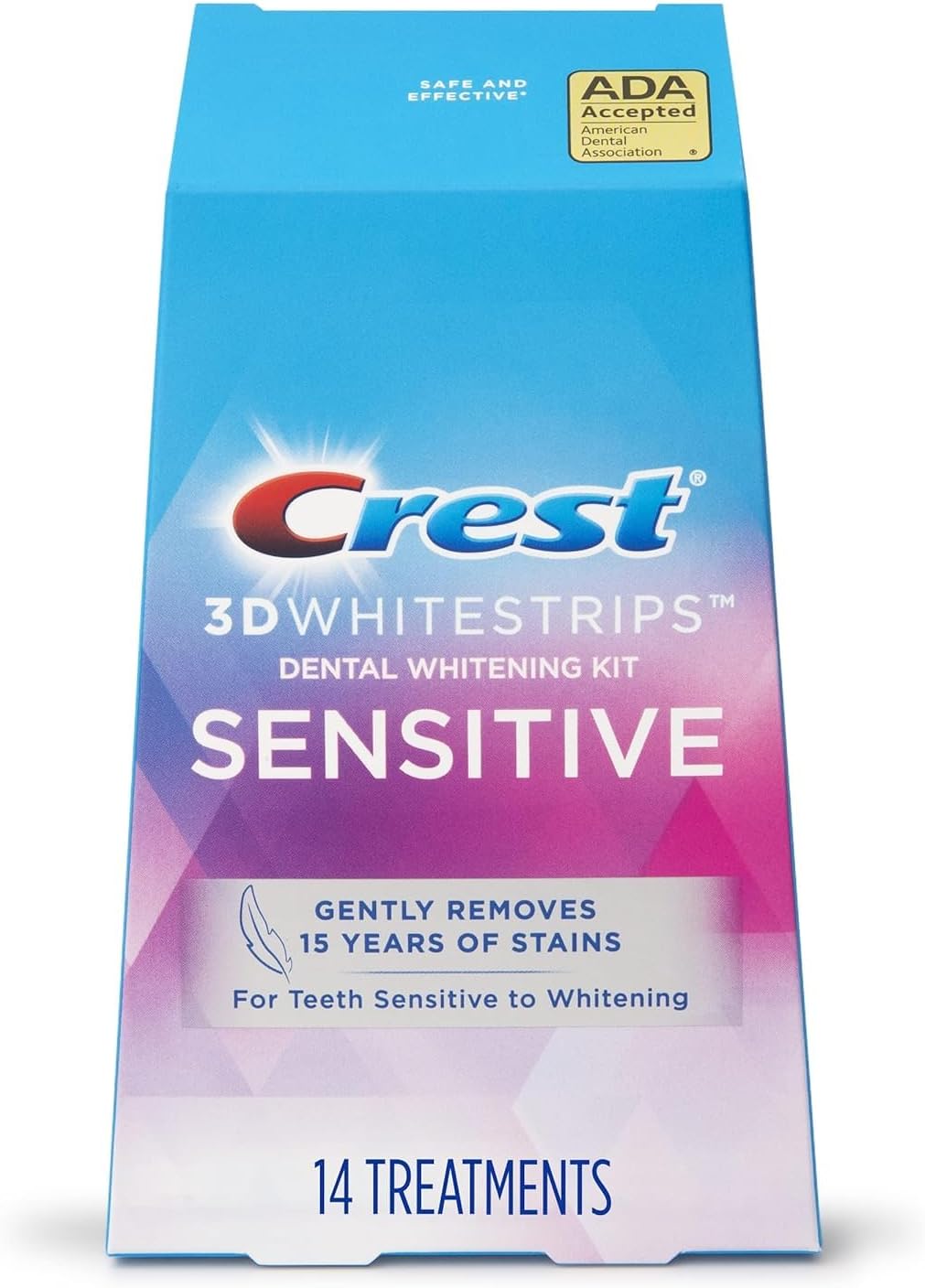 Crest 3D Whitestrips For Sensitive Teeth, Teeth Whitening Strip Kit, 28 Strips (14 Count Pack)