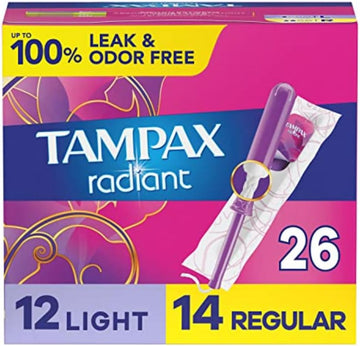 Tampax Radiant Tampons With Leakguard Braid, Regular Absorbency, Unscented, 42 Count