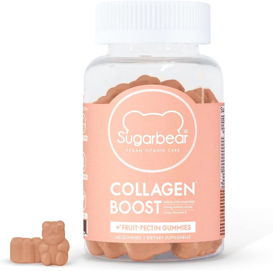 SugarbearPro Collagen Boosting Multivitamin, Vegan Collagen Booster Gummy Vitamins with 100mg of Amino Acids, Vitamin C, Biotin & Vitamin D - Gua Sha Holiday Set