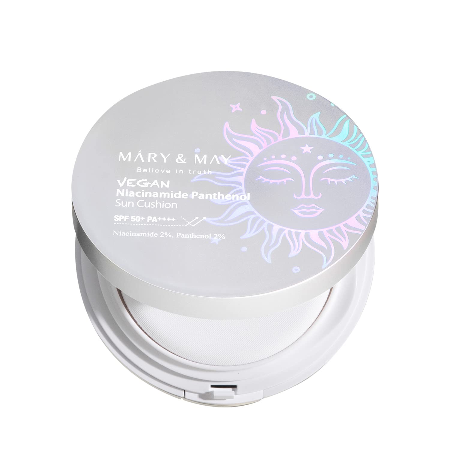Mary&May Vegan Niacinamide Panthenol Sun Cushion Spf50+ Pa++++ 0.88Oz | Cooling & Soothing, Moisturizing, Big Size, Korean Skincare, Vegan, Marynmay, 1 Pack