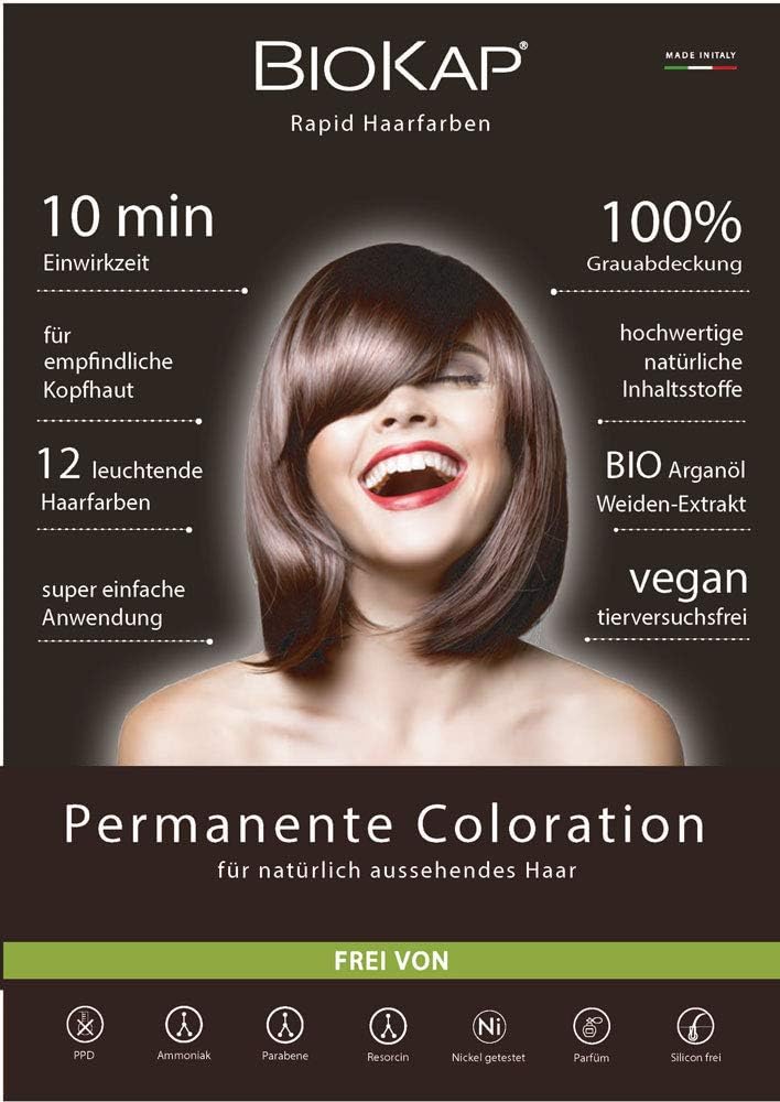 Biokap Rapid Permanent Hair Colour 9.3 Extra Light Golden Blonde | Only 10 Minutes Reaction Time | Organic Argan Oil - Tricorepair Complex - Vegan | Optimal Grey Coverage | Up To 80% Natural