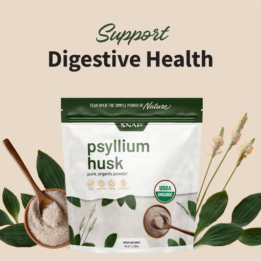 Snap Supplements Psyllium Husk USDA Organic Powder, Support Healthy Gut, Cleanse Digestive System, Aids Digestive Health, Non-GMO, Pure Organic Powder, 2LB