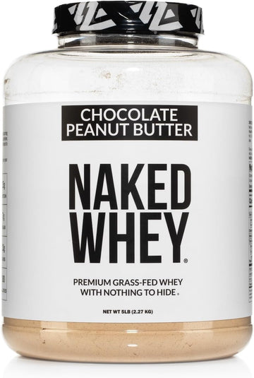 Naked Whey Chocolate Peanut Butter Grass Fed Whey Protein Powder, No Gmo, No Soy, And Gluten Free, Aid Growth And Recovery - 52 Servings