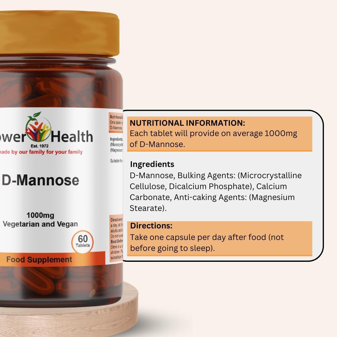 Power Health - 1000mg D-Mannose | 90 x 1000mg Tablets | D Mannose Tablets Daily Food Supplement | High Potency | Easy to Take : Amazon.co.uk: Health & Personal Care