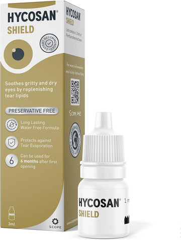 Hycosan Shield Eye Drops – Preservative Free Single Ingredient Formula For Management Of Dry Eyes – 280 Applications – 3Ml