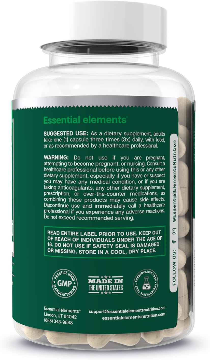 Essential Elements Bone Boost Bone Health Supplement - Bone Support and Calcium Supplement with Vitamin D 3, K2, Cissus Quadrangularis for Bone Strength - 270 Capsules (90 Day Supply) (3-Pack) : Health & Household