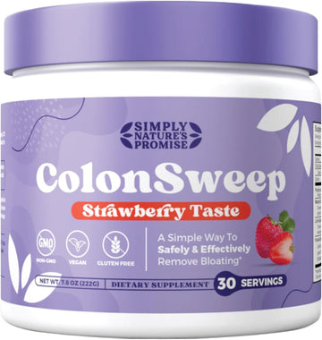 Colonsweep - Strawberry Flavored Probiotic Psyllium Husk Powder Colon Cleanser,7.8 Oz. Gluten Free Fiber Supplement Support For Gut Health - Safe Colon Cleanse For Bloating Relief & Detox- 30 Servings