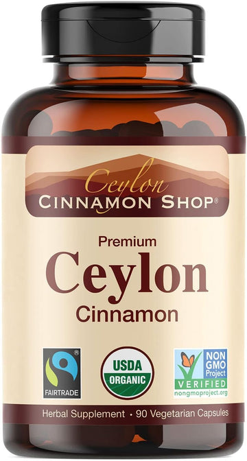 Organic Ceylon Cinnamon (100% Certified) Supplement, 90 Capsules