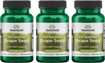 Swanson Grape Seed Heart Antioxidant Free Radicals Healthy Blood Pressure Support Polyphenols Opcs Herbal Supplement 380 Mg 100 Capsules (3 Pack)