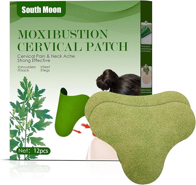 Moxibustion Cervical Patch - Wormwood & Mugwort Heat Relief for Neck, Shoulder, and Joint Pain,Back, Waist Pain Relief