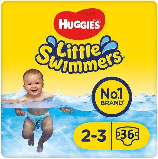 Huggies Little Swimmers, Swim Nappies - Size 3-4, 36 Baby Swim Pants - Leak Guards And Stretchy Waistband Protect Without Swelling - Tear Sides For Easy Removal