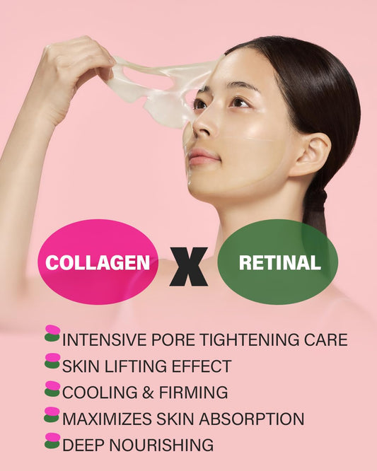 Ckd Retino Collagen Pore Elasticity Mask With Vita C Teca Blemish Shot Mask - Hydrogel Anti-Aging Face Sheet Mask Tightens Pores, Elasticity, Firmness - Relief For Dark Spots & Blemishes, 10 Sheets