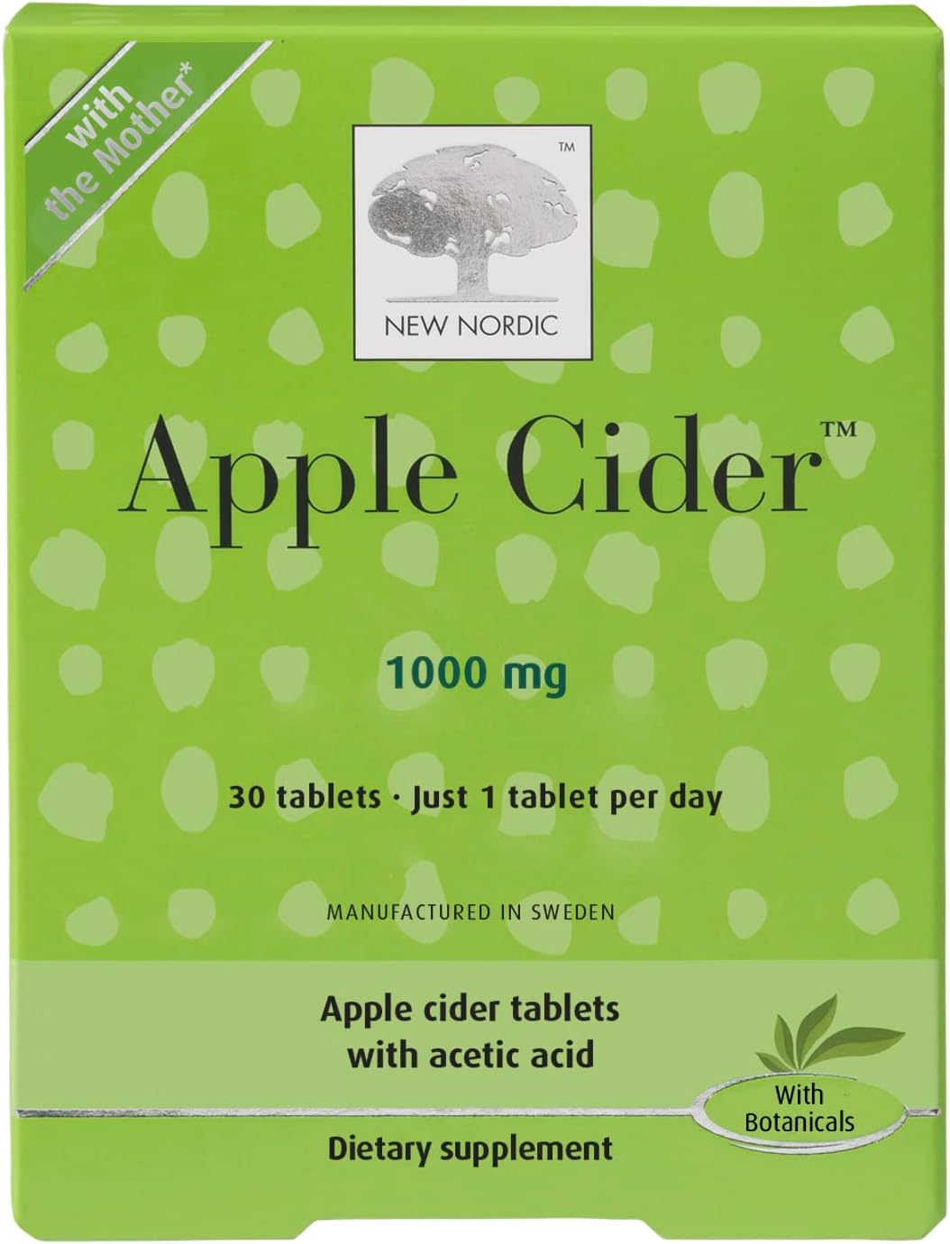 New Nordic Apple Cider Mega Strength Tablets | ACV Wellness Supplement Tablets | No Vinegar Taste | Swedish Made | 30 Count (Pack of 1)