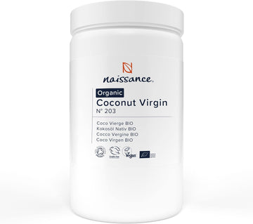 Naissance Organic Virgin Coconut Oil (solid) (no. 203) 1kg - Pure, Natural, Certified Organic & Unrefined - Moisturising & Conditioning - Ideal for DIY Beauty Recipes