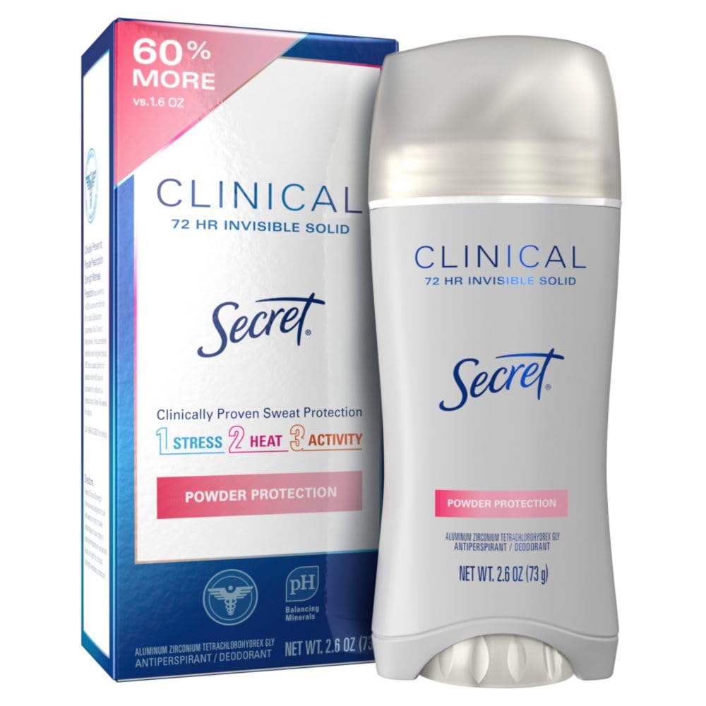 Secret Clinical Strength Antiperspirant And Deodorant For Women Invisible Solid Powder Protection 2.6 Oz