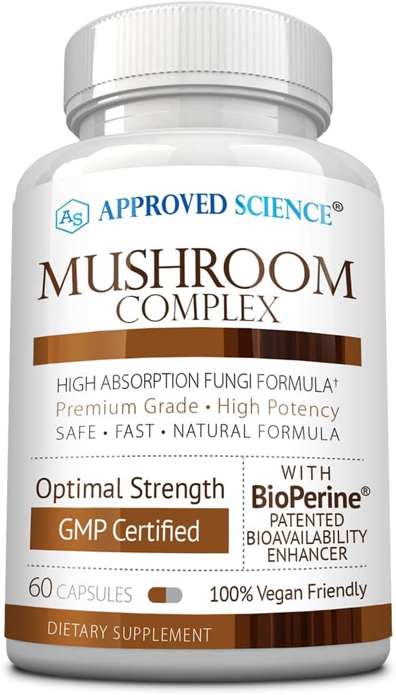 Approved Science Mushroom Complex - Support The Immune System and Cognitive Function - with Lion?s Mane, Chaga, Reishi, Turkey Tail, Shiitake, Oyster, and More - 60 Capsules - Vegan